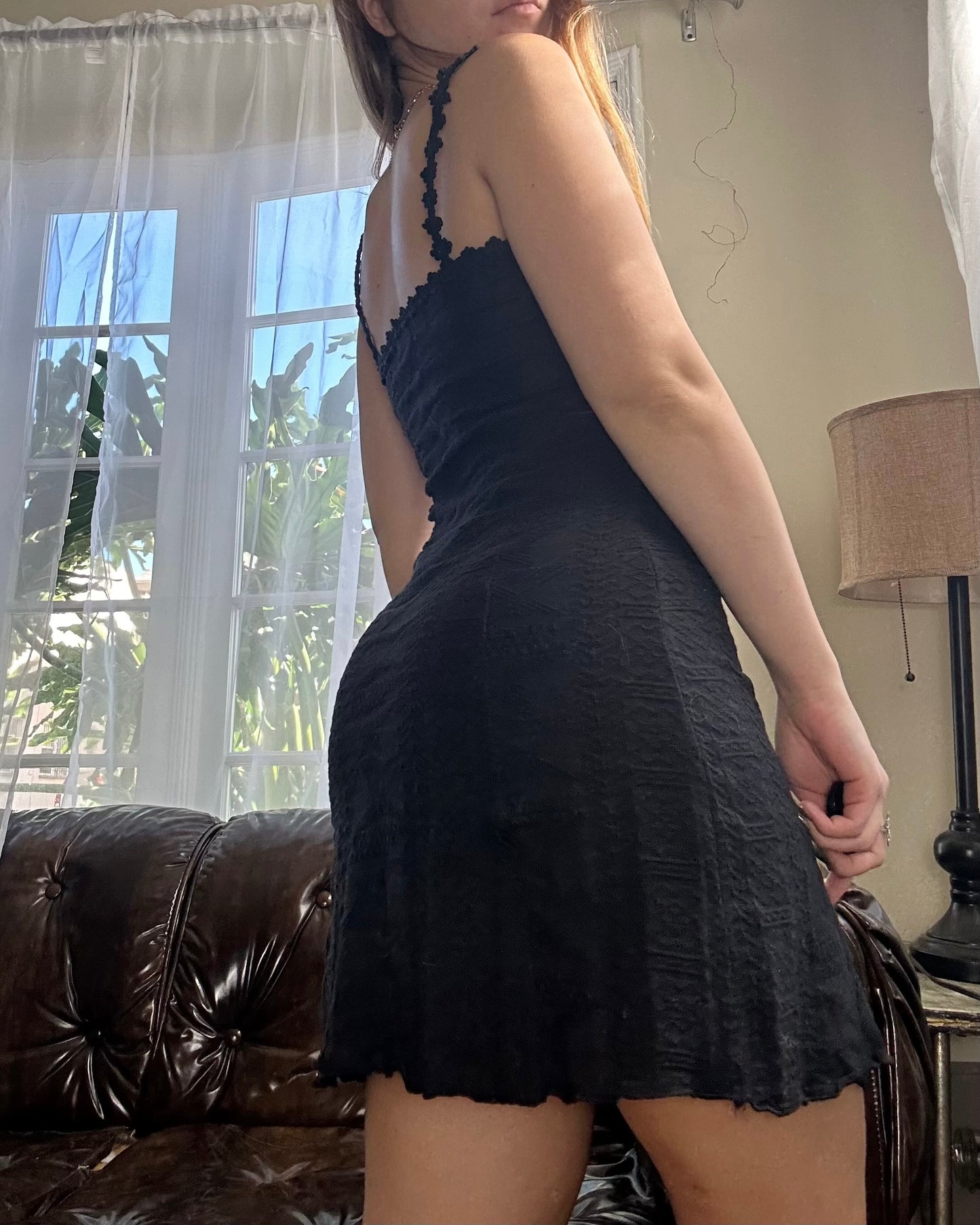 Black cotton dress back