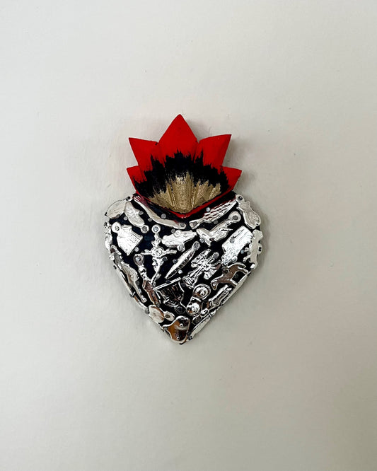 Mexican Milagro Sacred Heart - Black