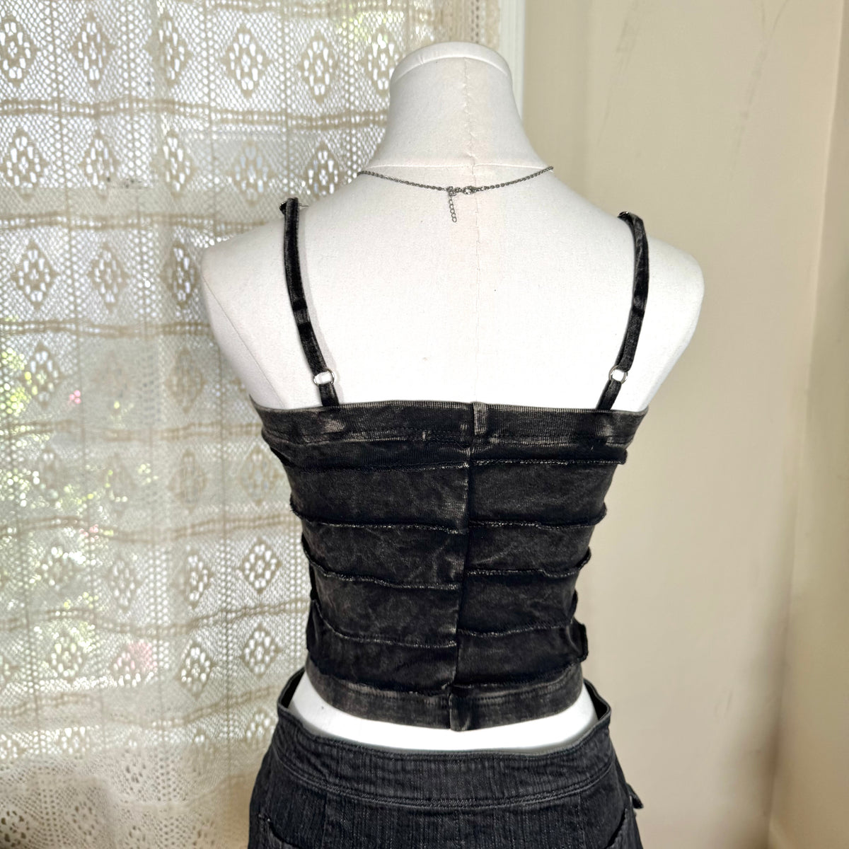 Striped Patchwork Top - Black