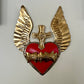 Handmade Mexican Tin Sacred Heart with Wings