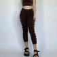 Brown slit-weave leggings front