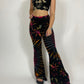 black tie dye flared pants front