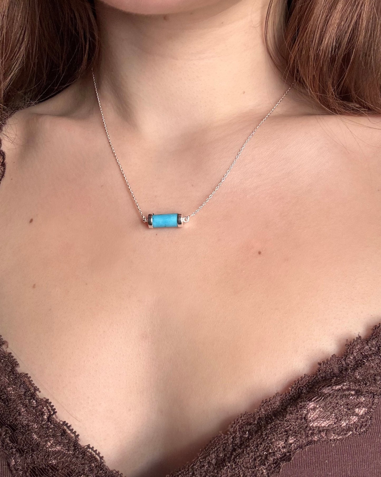 Sterling Silver Turquoise Bar Necklace