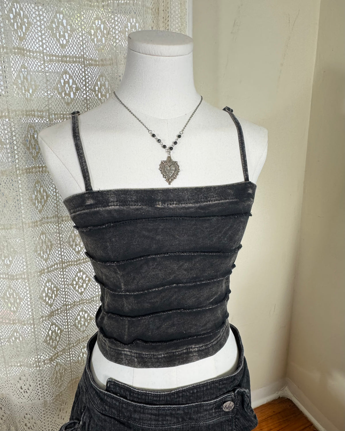 Striped Patchwork Top - Black