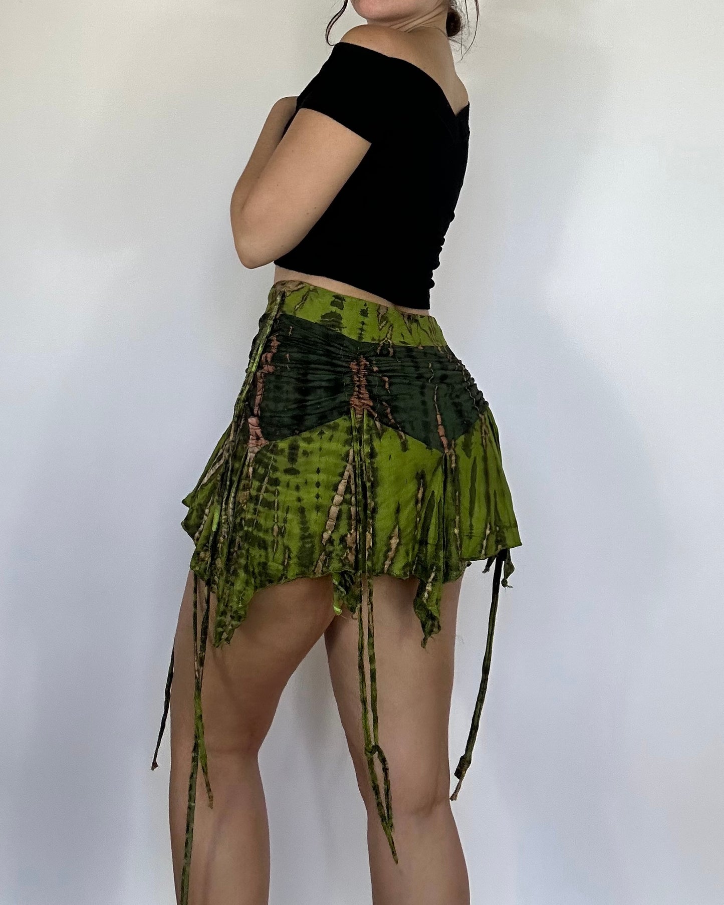 versatile fairy skirt with adjustable waist and length, made from rayon and spandex for boho and whimsical styles back