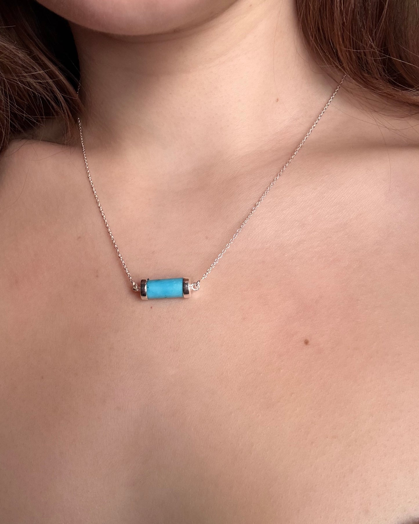 Sterling Silver Turquoise Bar Necklace