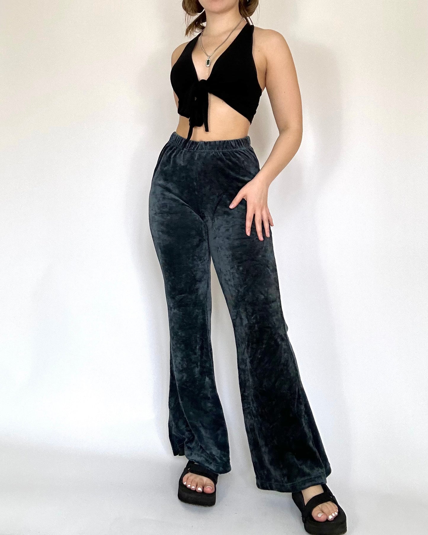 Gianna Velour Pants - Blue