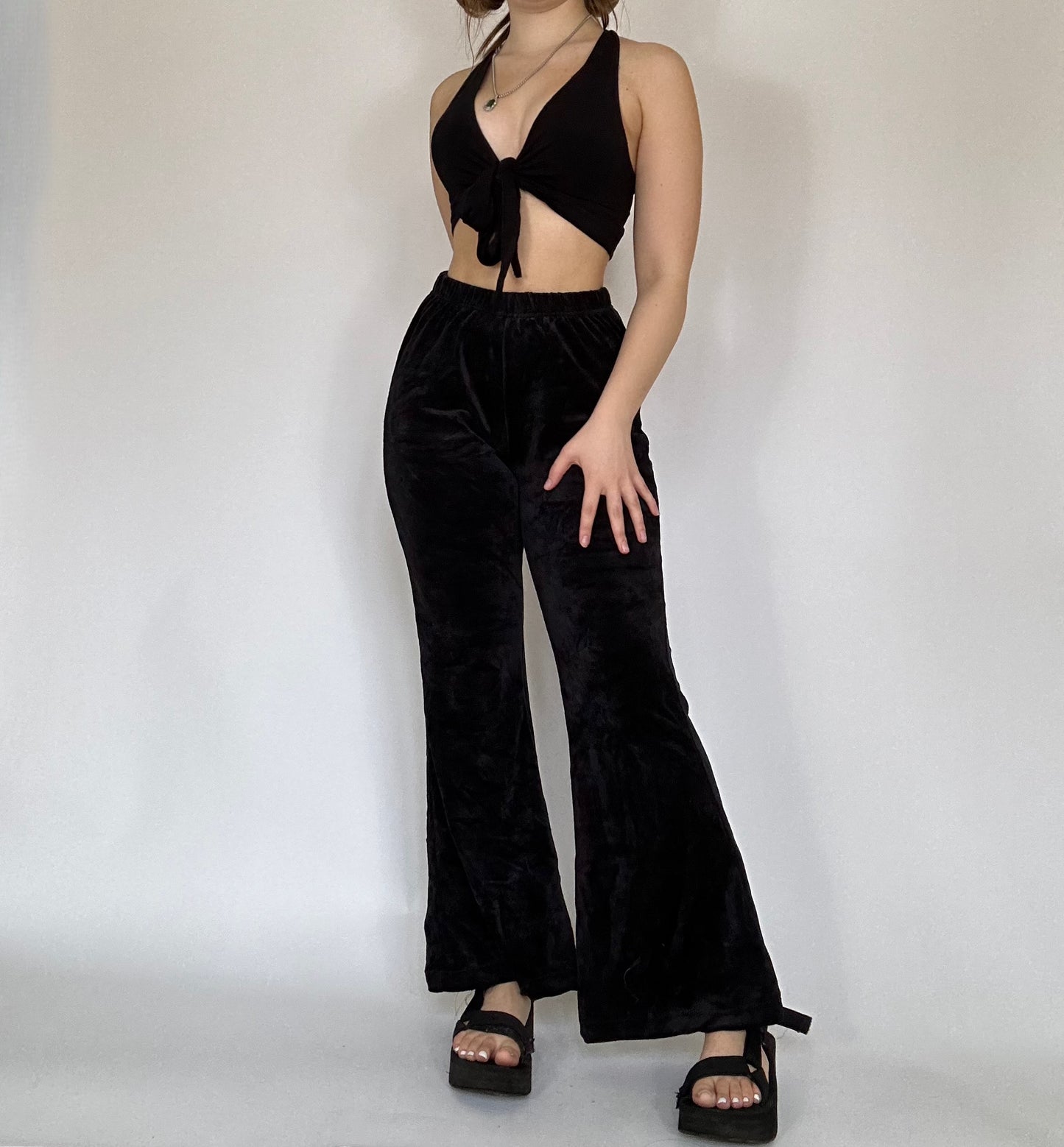 Gianna Velour Pants - Black