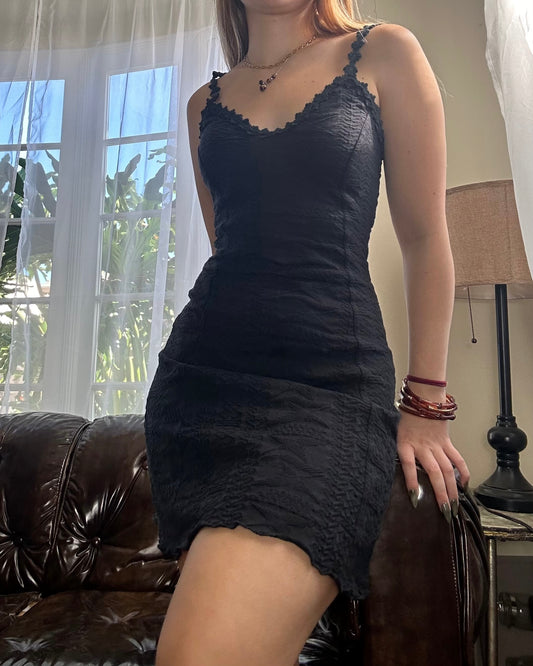 Black cotton dress front
