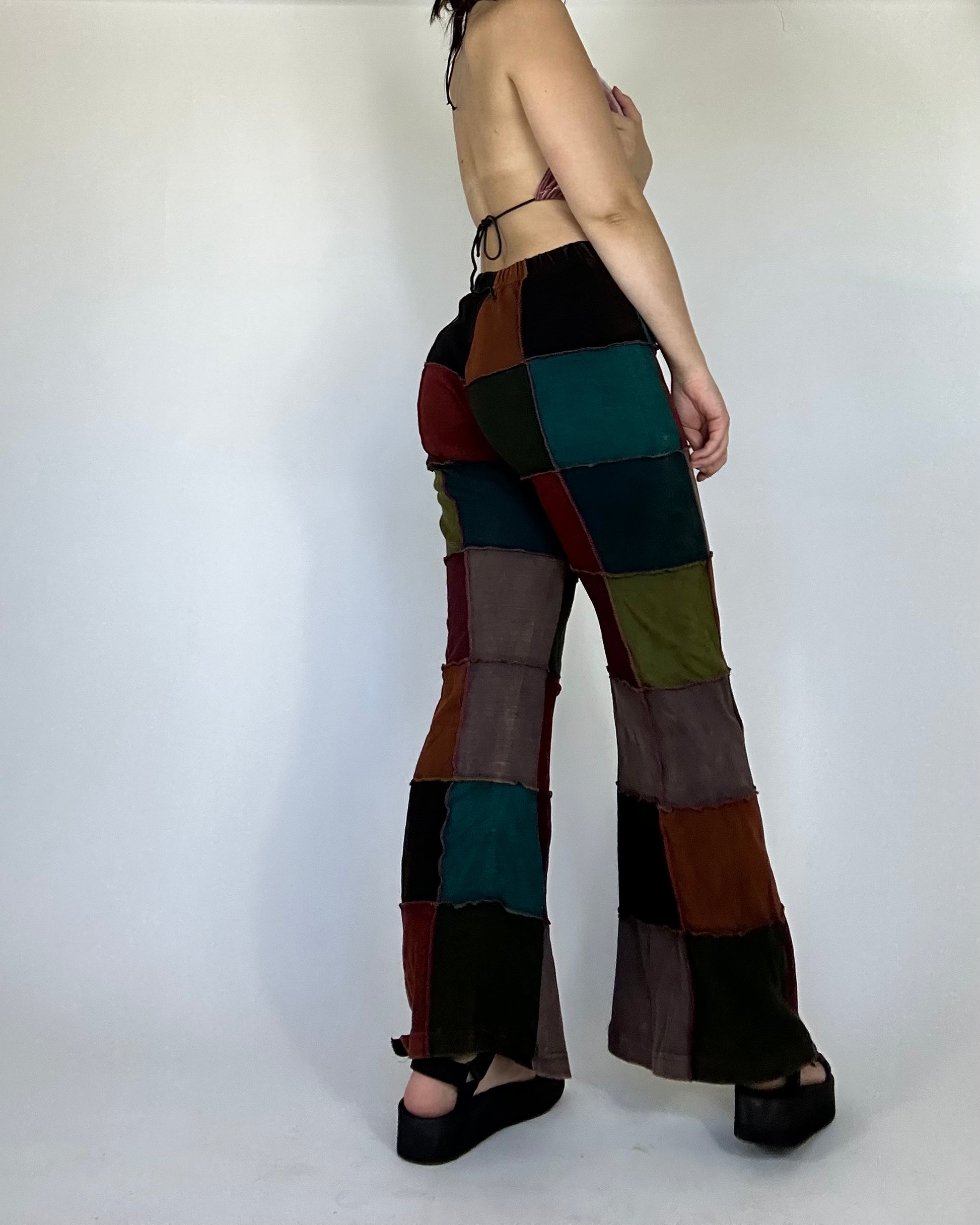 flared patchwork hippie pants backside