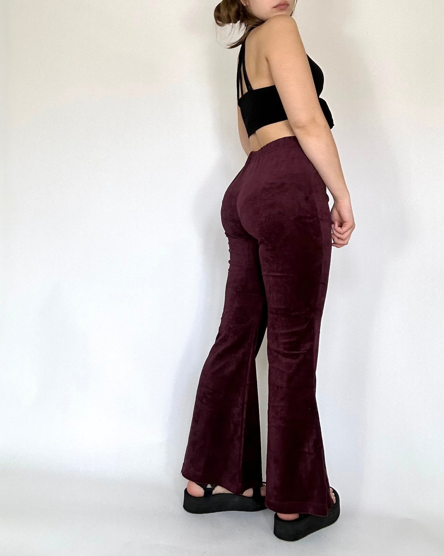 Gianna Velour Pants - Burgundy