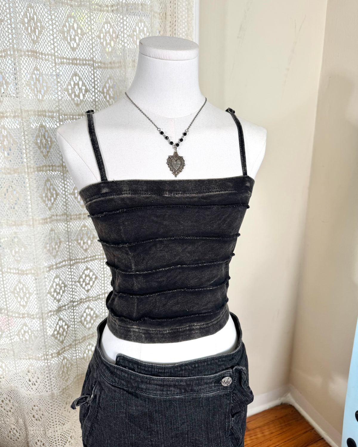 Striped Patchwork Top - Black