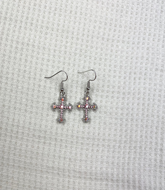 Rose Cross Crystal Earrings