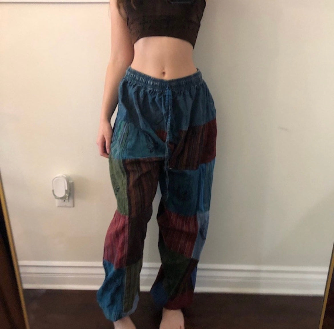 boho patchwork pants frontside