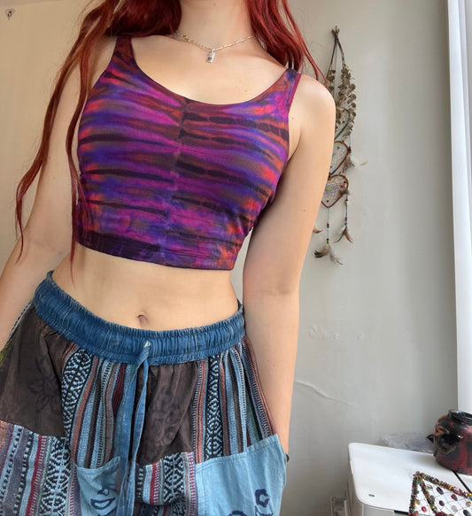 Purple Tie Dye Cage Top