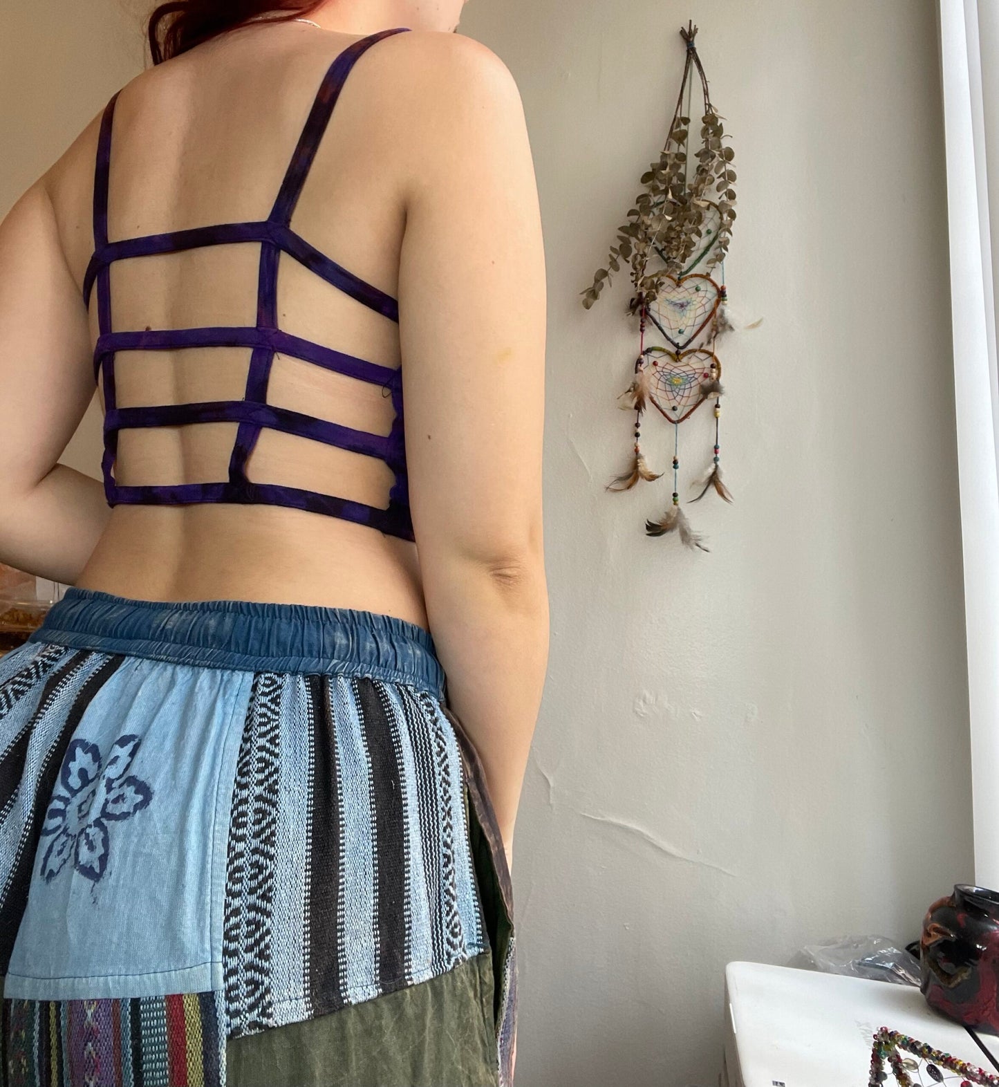 Purple Tie Dye Cage Top